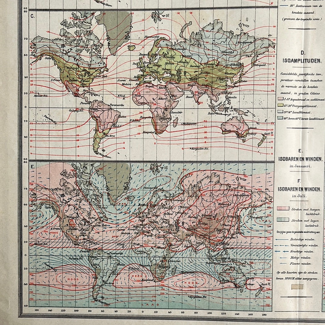 Isothermen, Isdamplituden, Isobaren en winden 1923