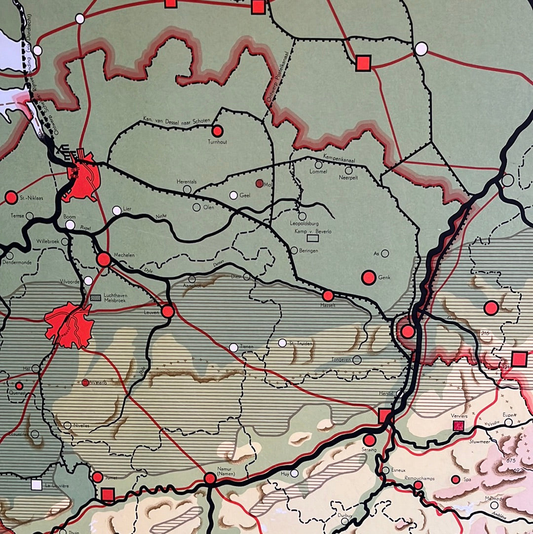 Vintage school poster Belgium and Luxembourg. Noordhoff 1950s.