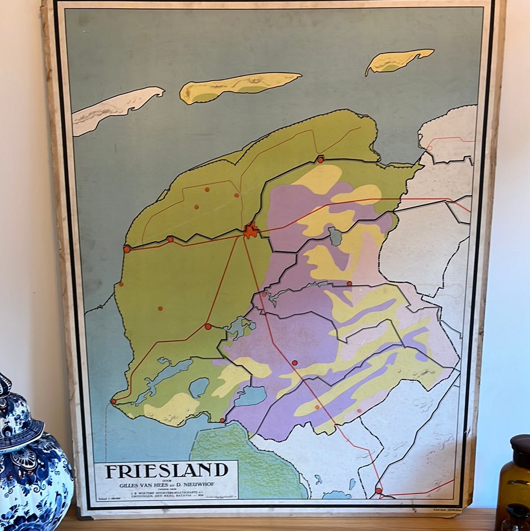 Oude schoolplaat Friesland. Wolters jaren ‘30.