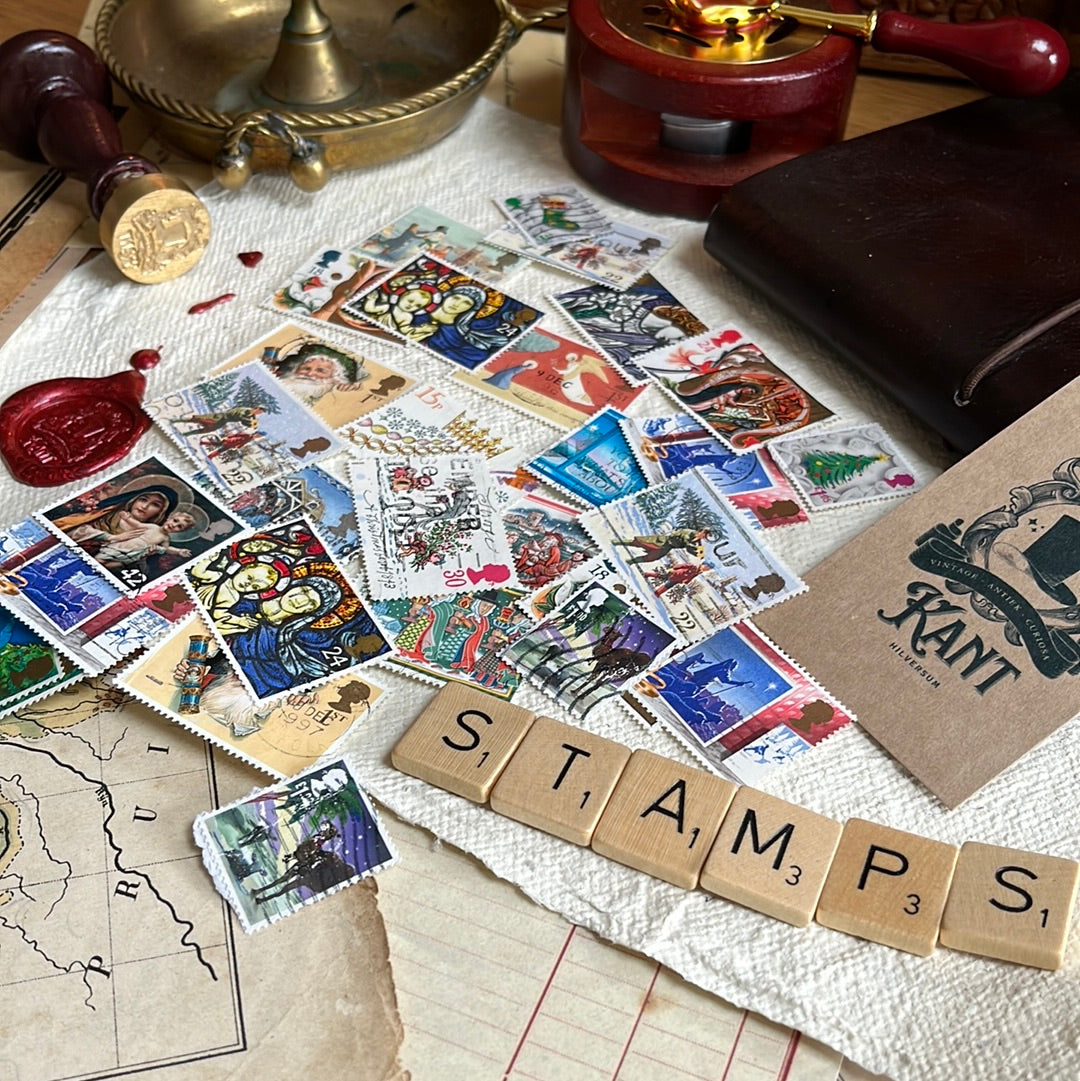 10 Vintage postzegels kerst