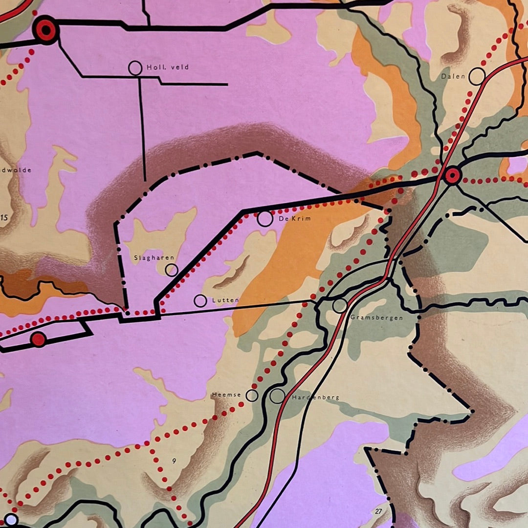 Vintage school poster Overijsel. Noordhoff 1950s.