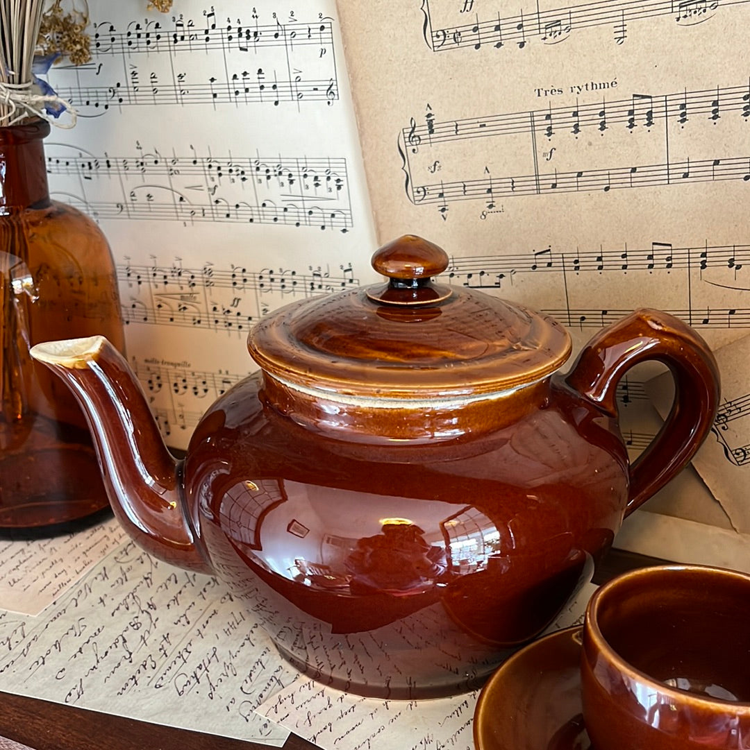 70’s vintage theepot bruin