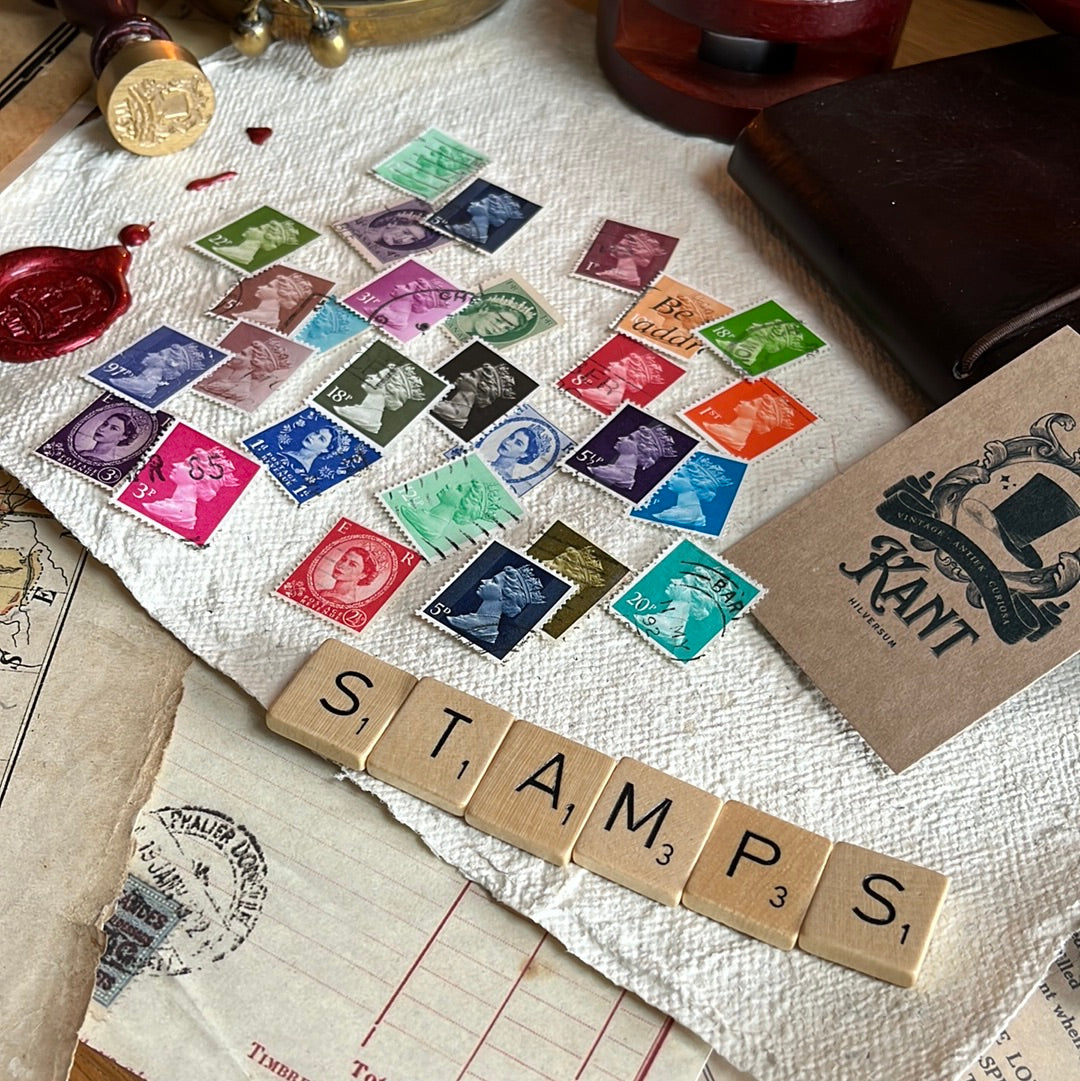 10 vintage postzegels Koningin Elizabeth II