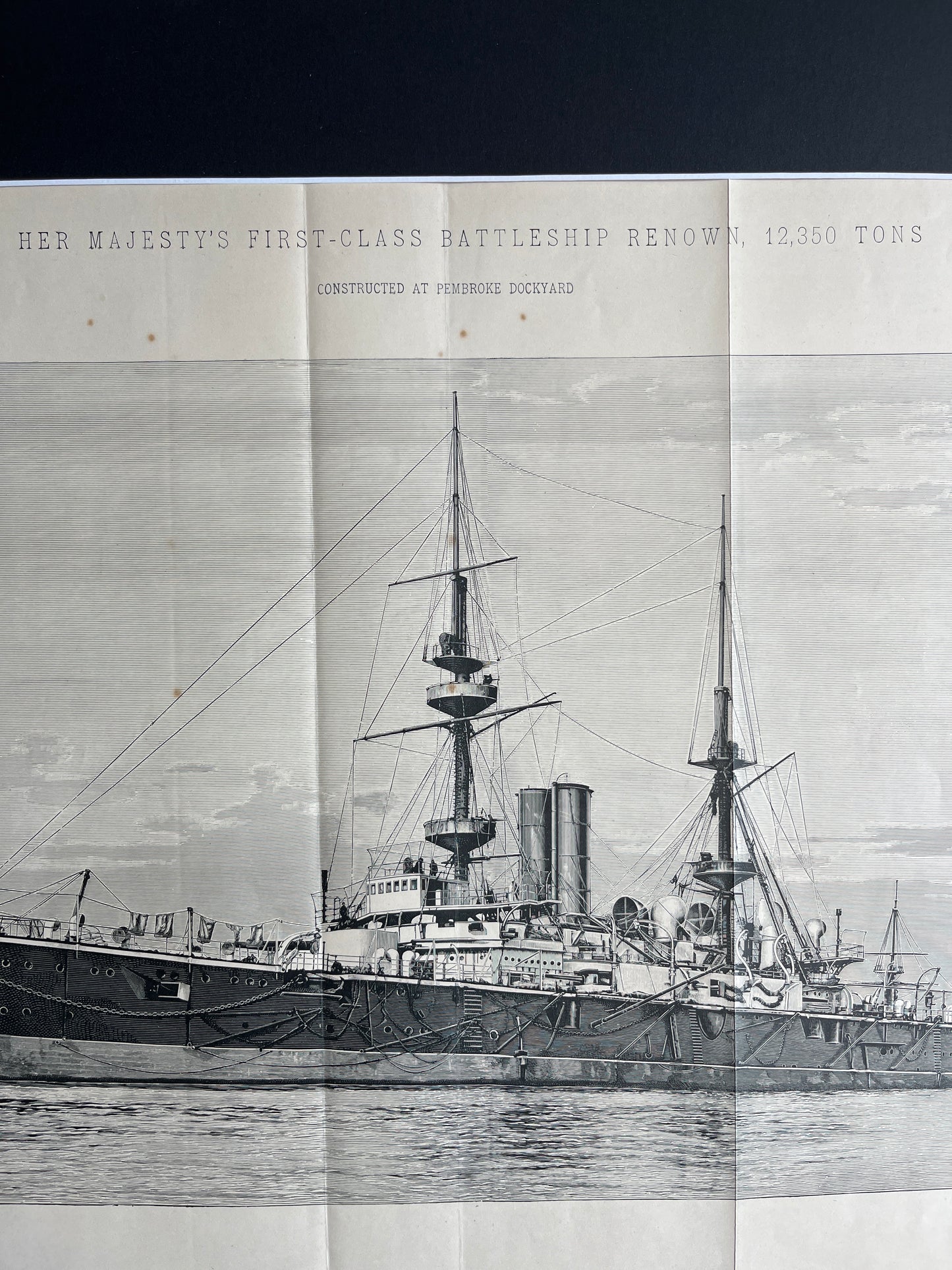 Das erstklassige Schlachtschiff Renown Ihrer Majestät, Druck aus The Engineer aus dem Jahr 1897