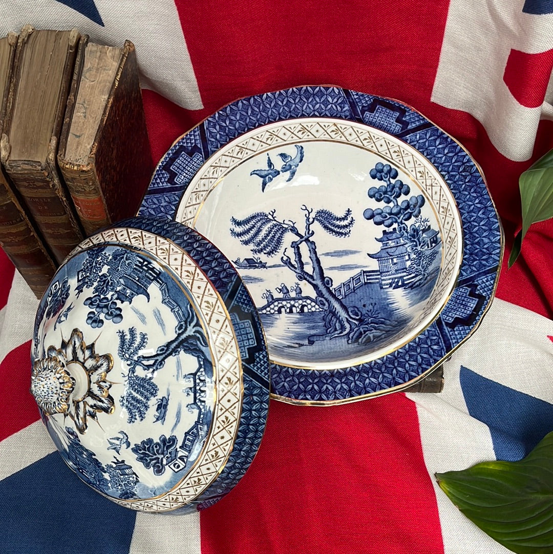 Serveerschaal terrine met deksel Real Old Willow