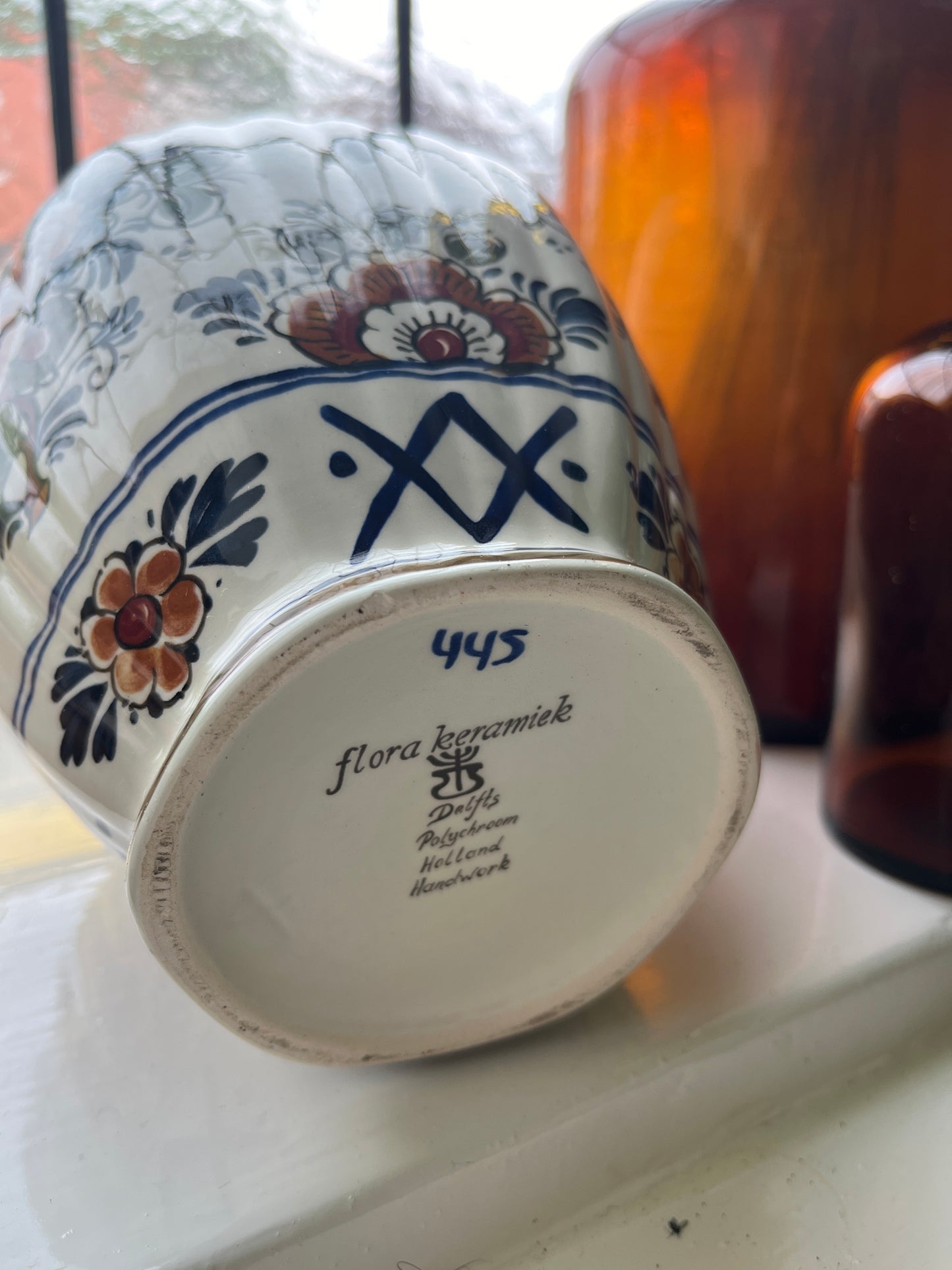 Vase mit Deckel Flora Keramik Delft