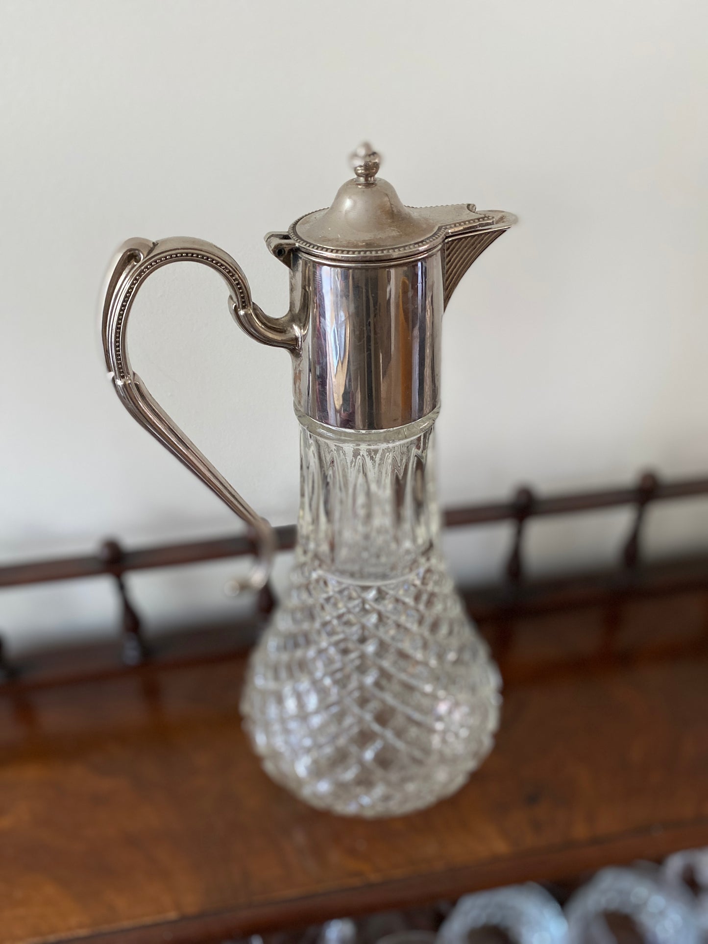 Kristallen waterkaraf verzilverd