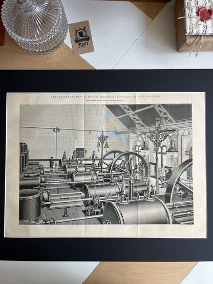 Triple-expansion pumping engines Rotterdam waterworks prent uit The Engineer uit 1897