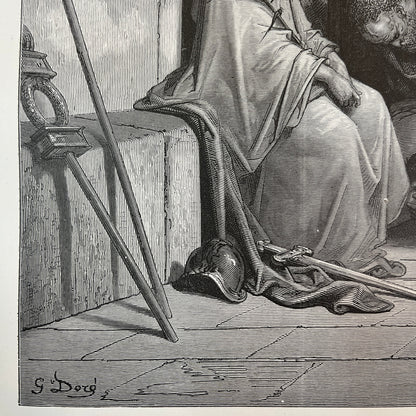 Jesus spottete. Original Holzstich von Gustave Doré aus dem Jahr 1875.