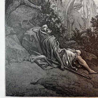 Droomgezicht van Jacob. Originele houtgravure van Gustave Doré uit 1875.