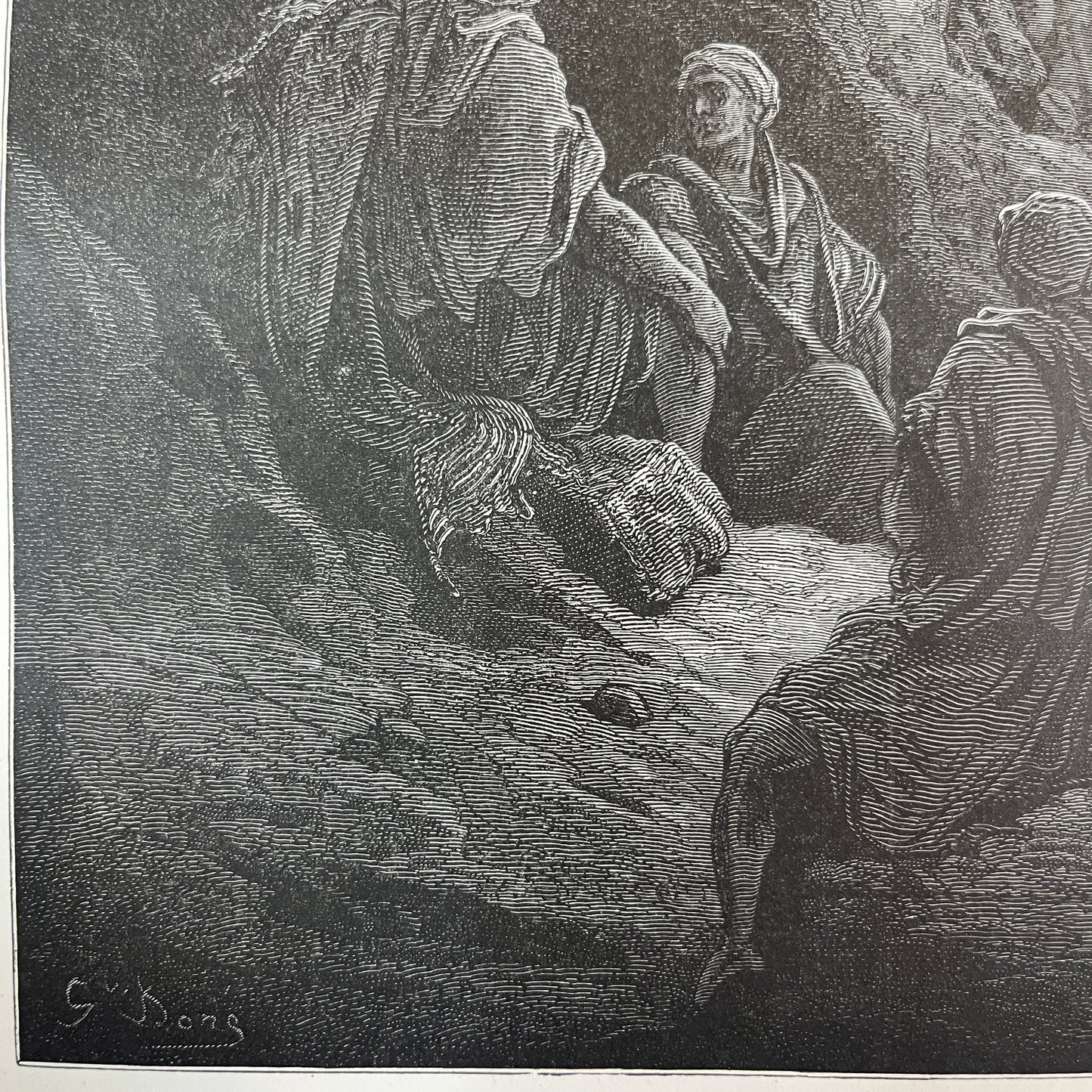 The apostles preaching the gospel. Original wood engraving by Gustave Doré from 1875.