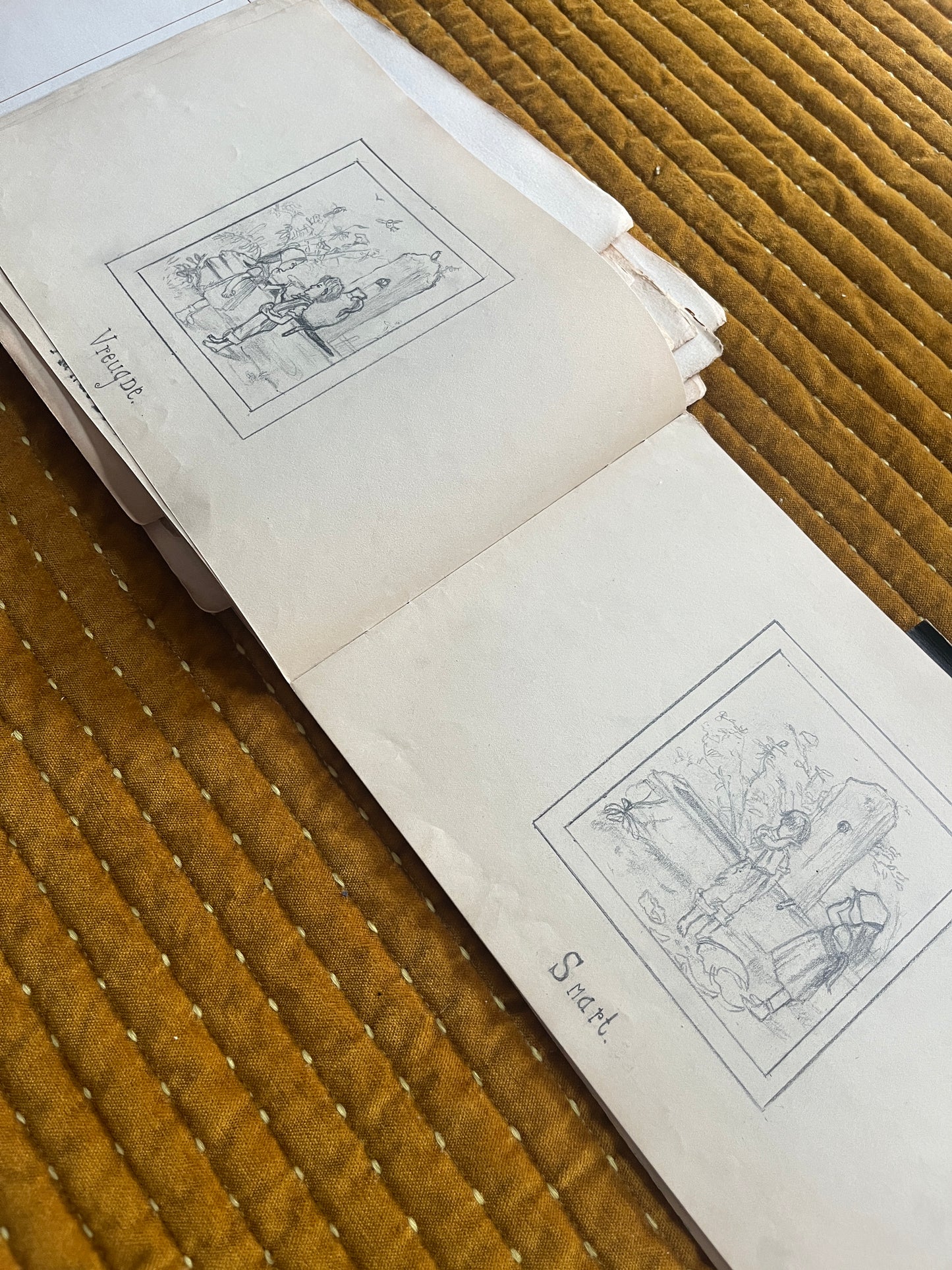 Antiek Schetsboek met prenten