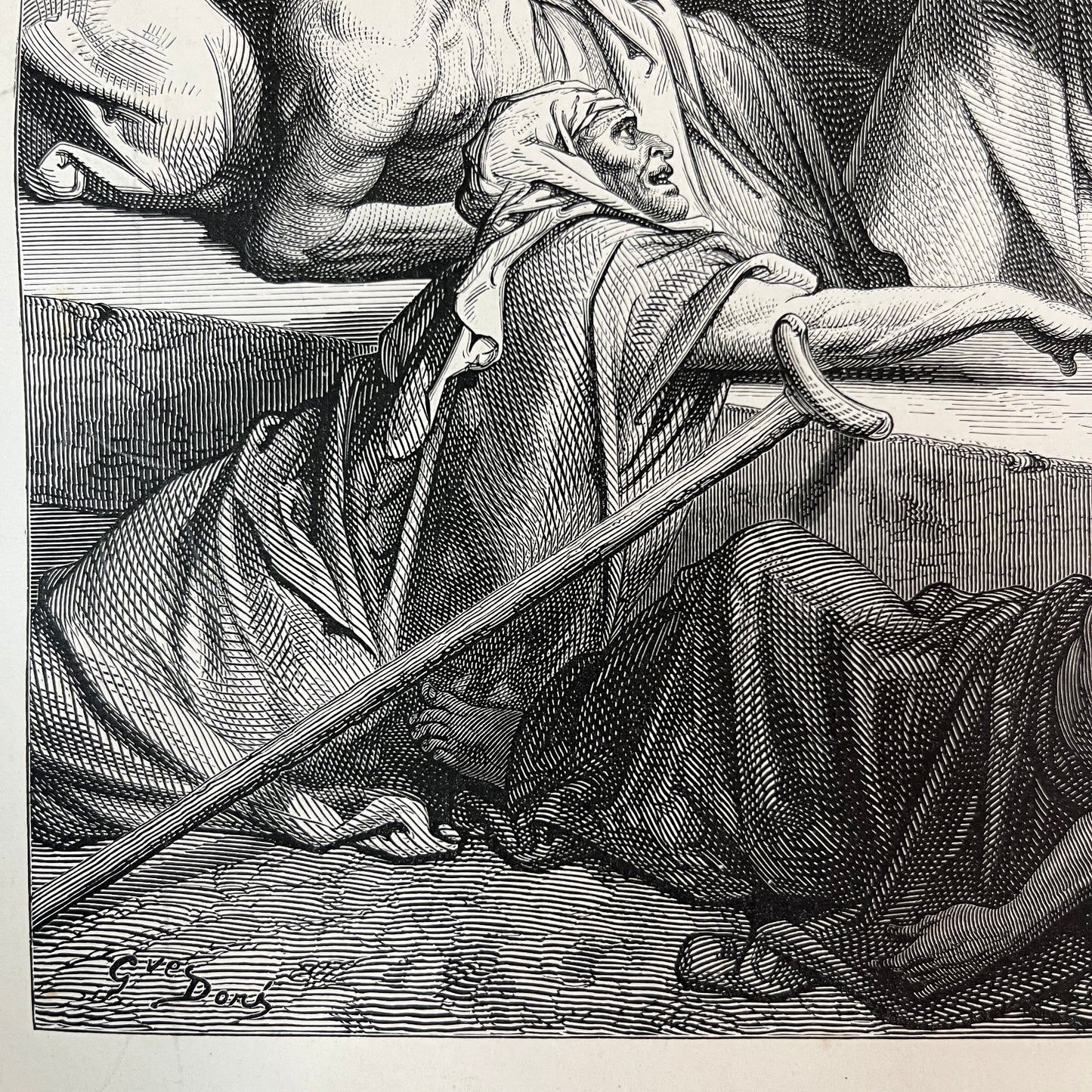 Jesus geneest de zieken. Originele houtgravure van Gustave Doré uit 1875.