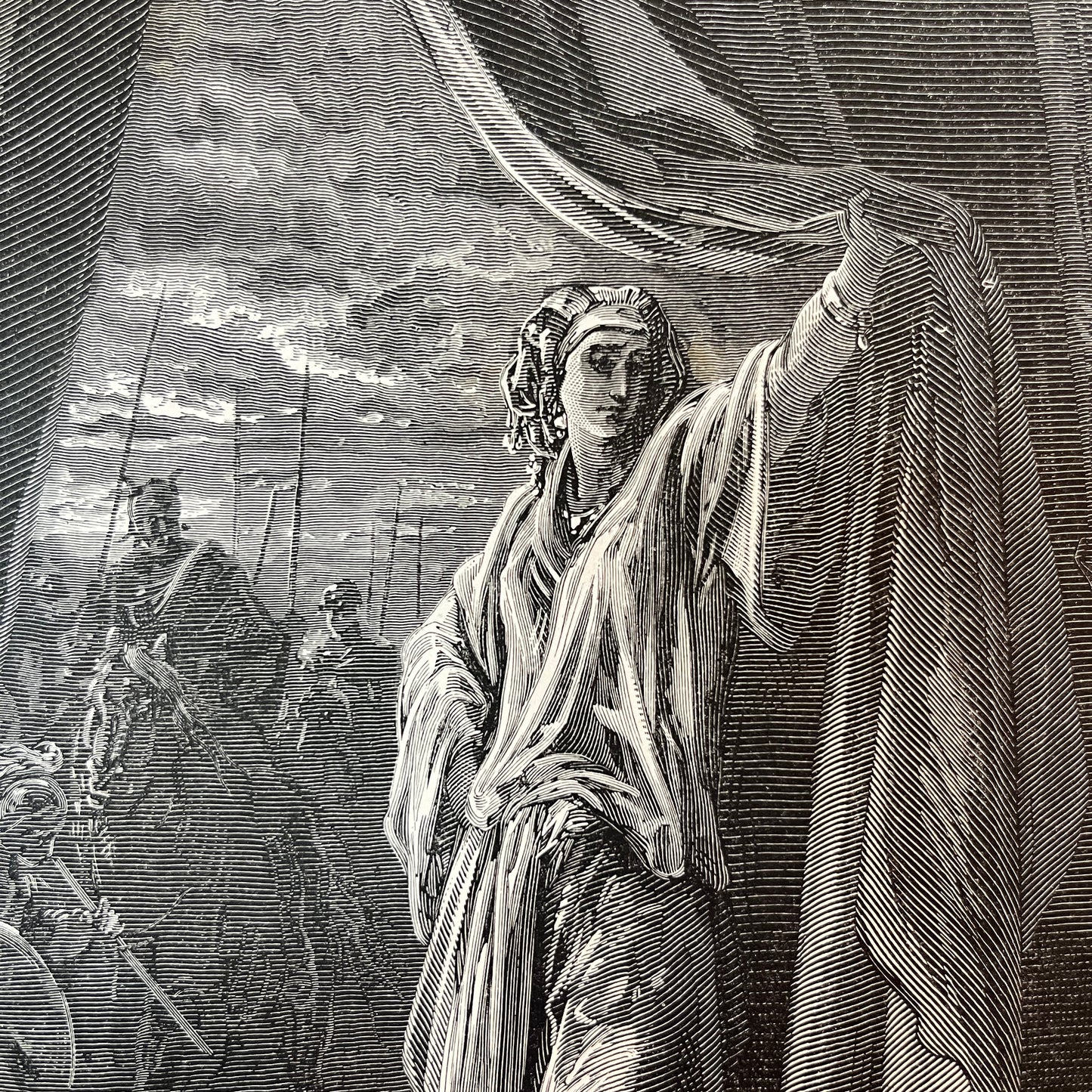 Jahel en Sisara. Originele houtgravure van Gustave Doré uit 1875.