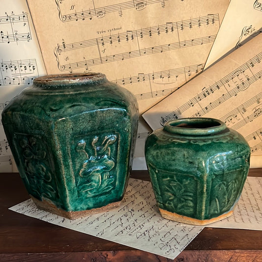 Green flower pots glaze
