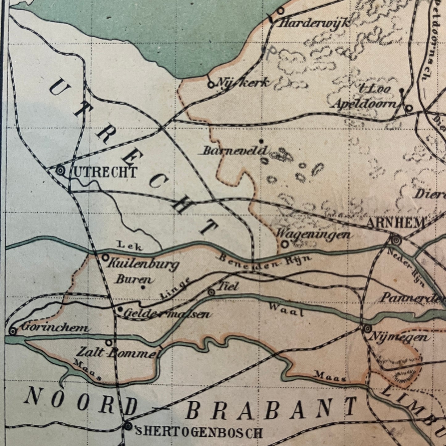 Antieke kaart provincie Gelderland uit 1923