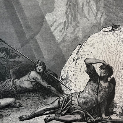 Paulus op weg naar Damascus. Originele houtgravure van Gustave Doré uit 1875.