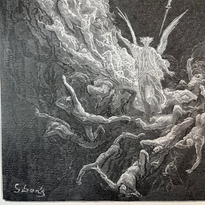 The Last Judgement. Original wood engraving by Gustave Doré from 1875.