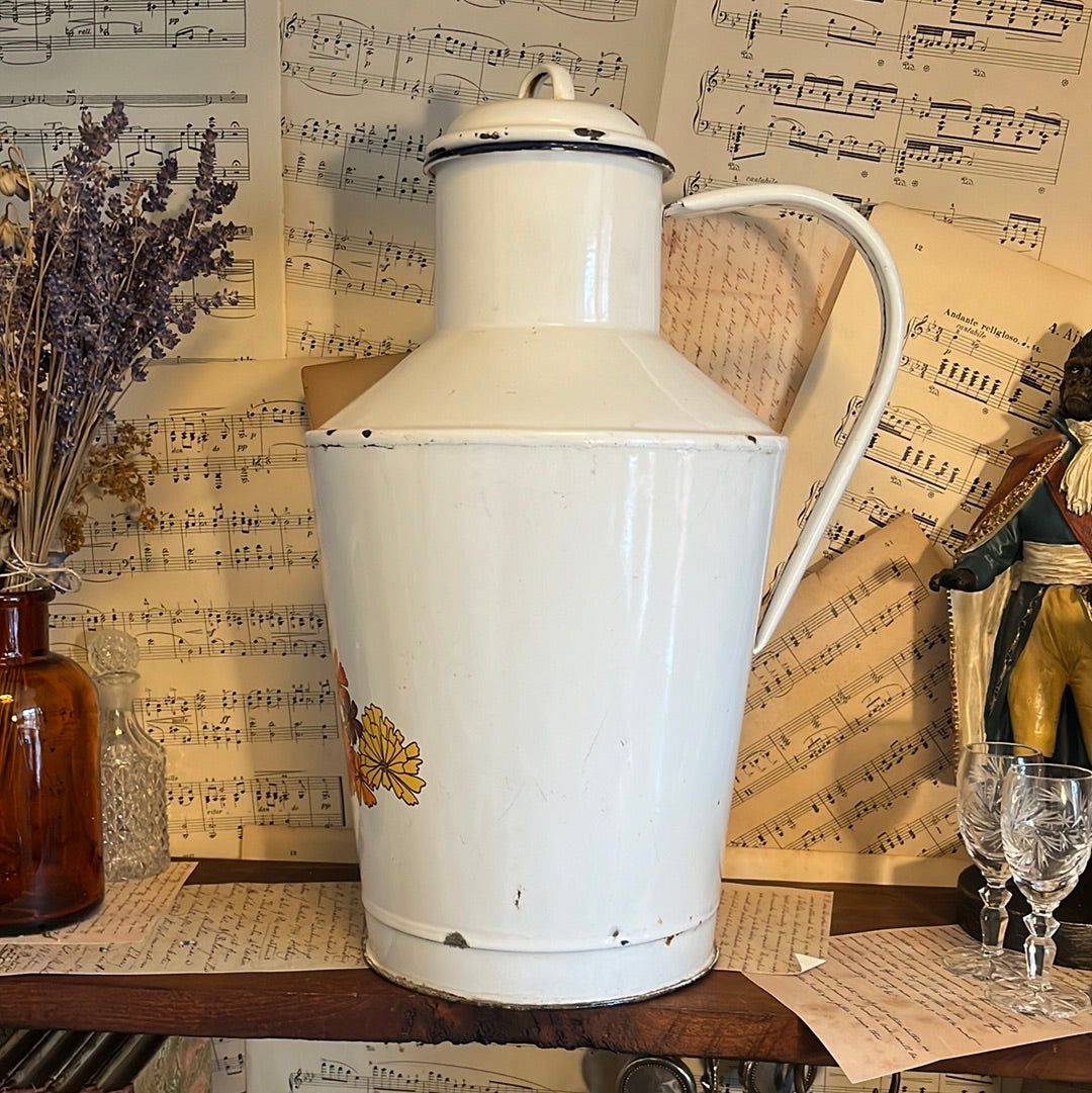 Vintage enamel milk jug