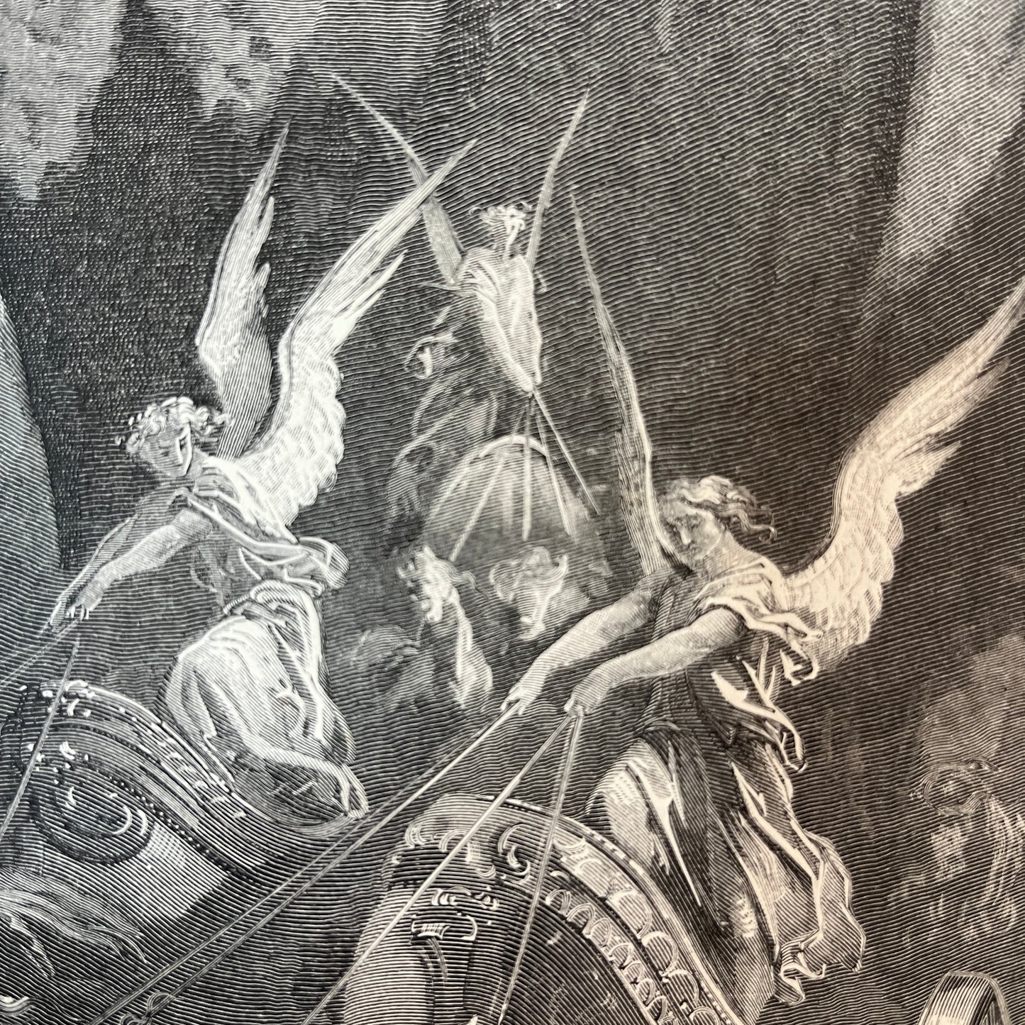 Vision von Zacharias. Original Holzstich von Gustave Doré aus dem Jahr 1875.