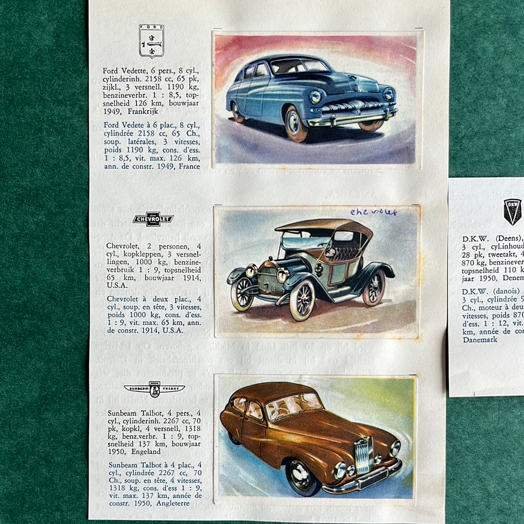4 Autokennzeichen: DKW, Ford, Chevrolet, Sunbeam