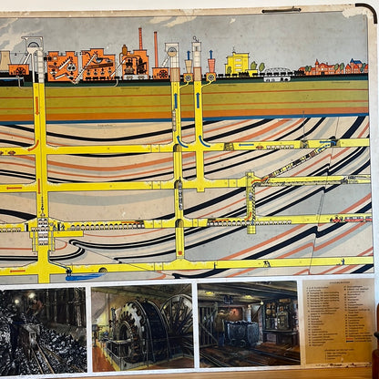 Vintage plate Cross section of coal mine. RPS.