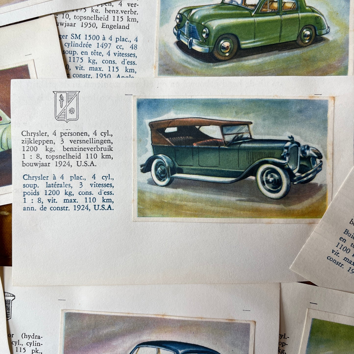 Vintage autoplaatjes 1952