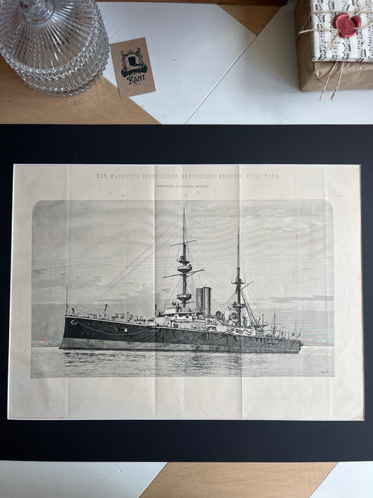Her Majesty's first-class battleship Renown prent uit The Engineer uit 1897