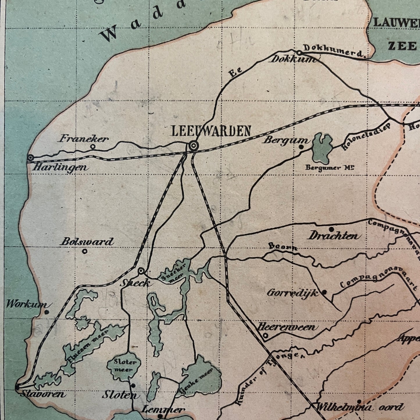 Antieke kaart provincie Friesland uit 1923