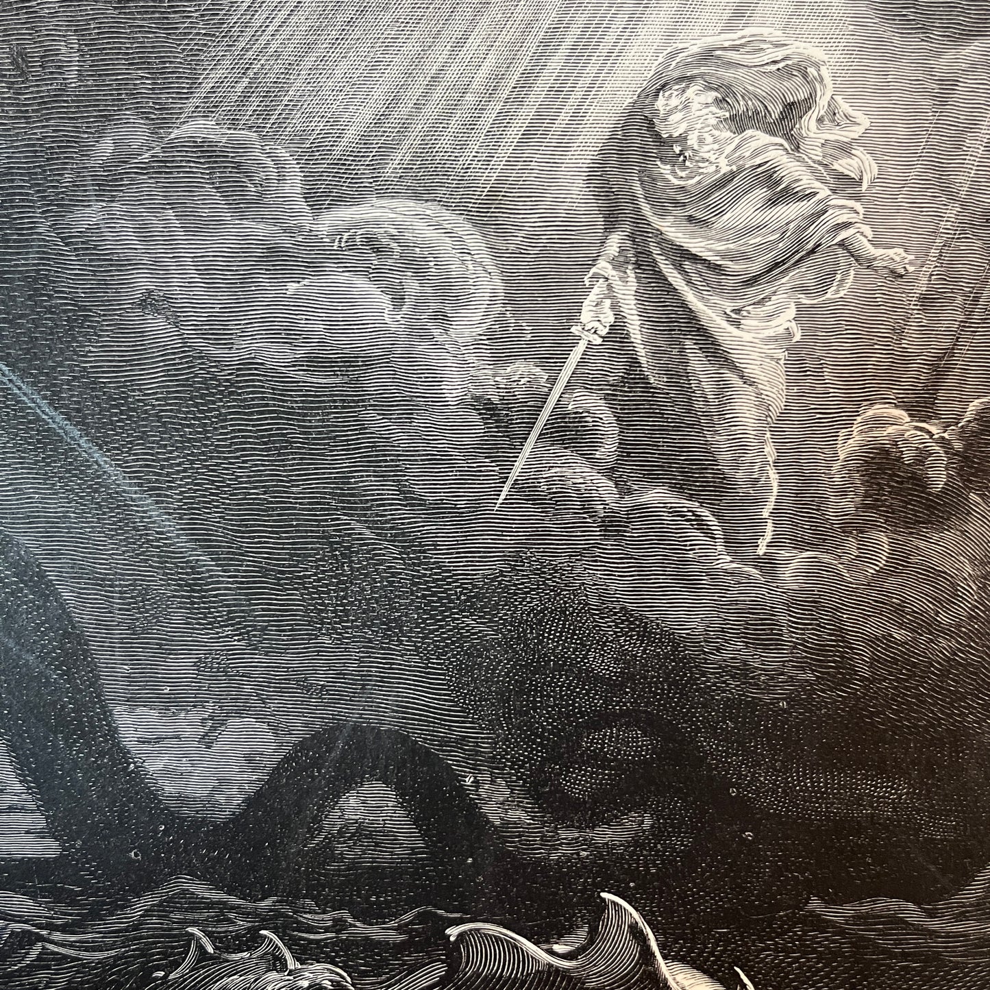 God doet den Leviathan omkomen. Originele houtgravure van Gustave Doré uit 1875.