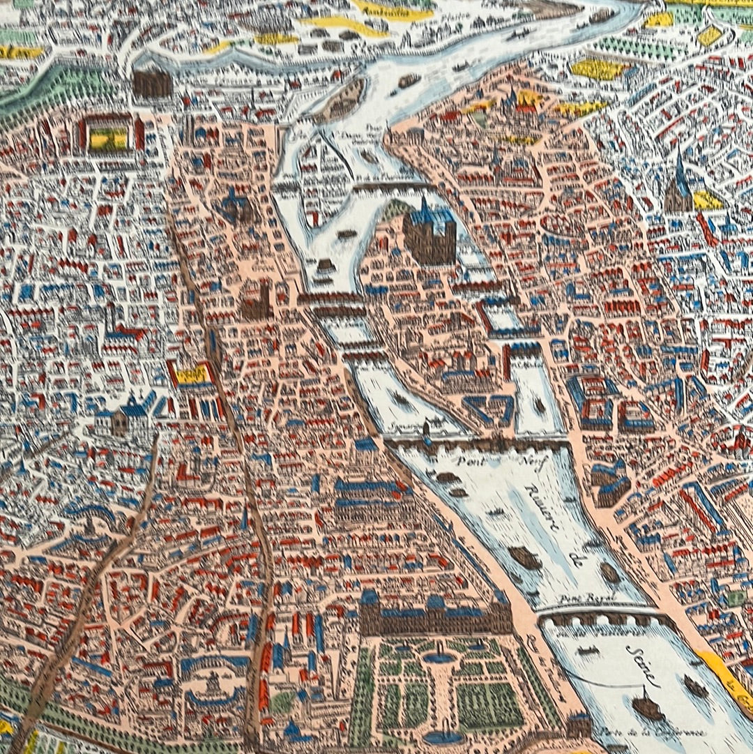 Antique map of Paris in 1698
