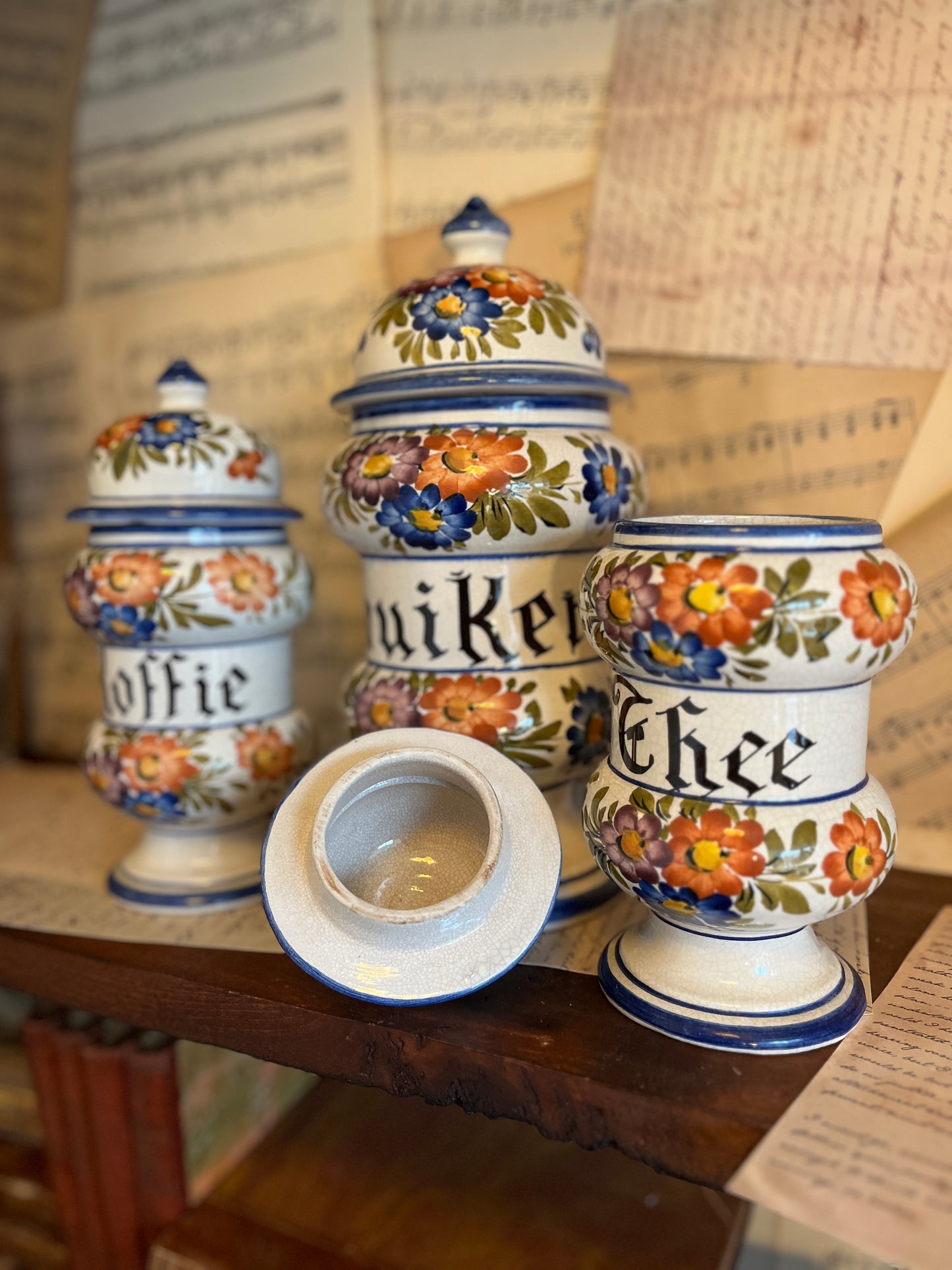 Vintage set of ceramic storage jars