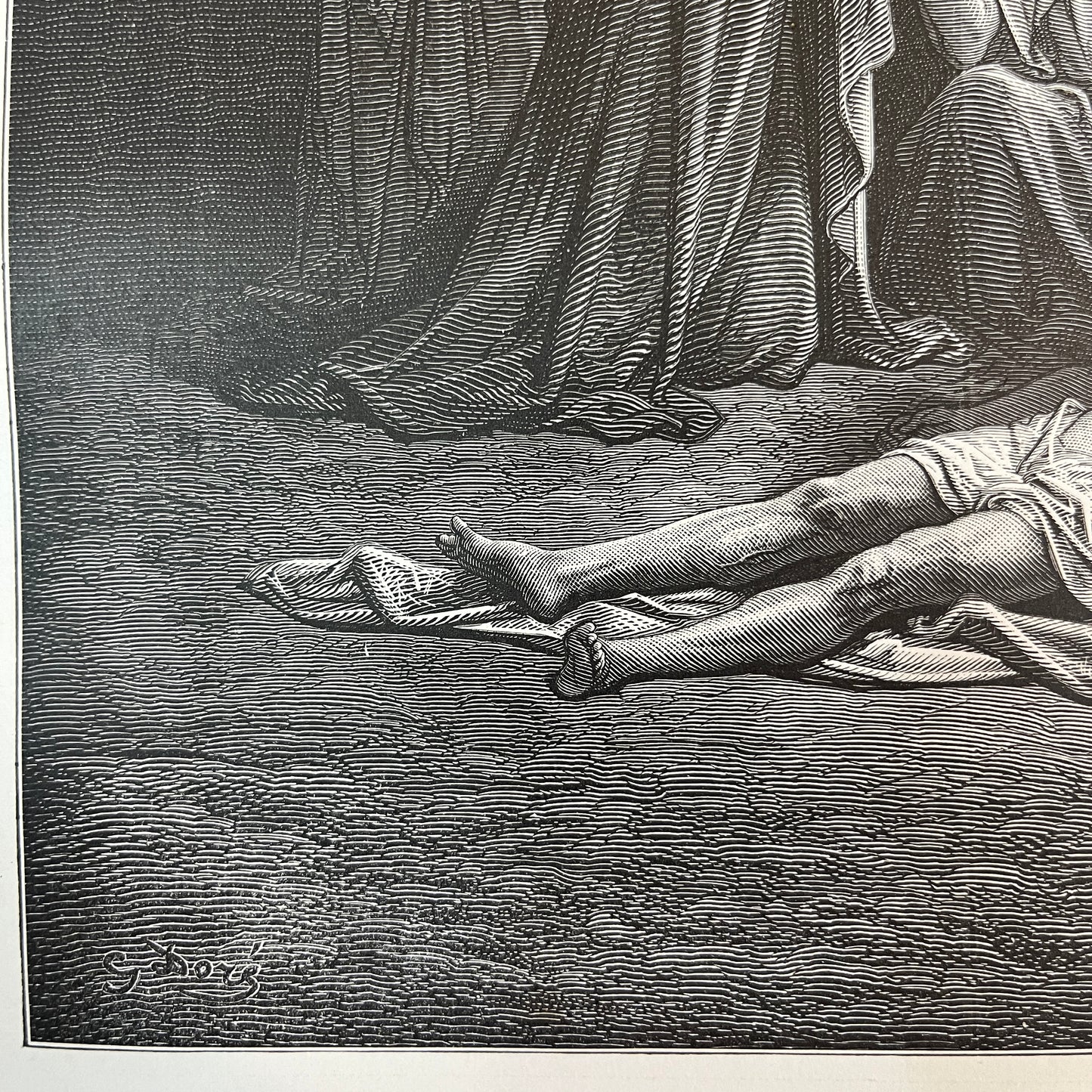 Jesus vom Kreuz genommen. Original Holzstich von Gustave Doré aus dem Jahr 1875.