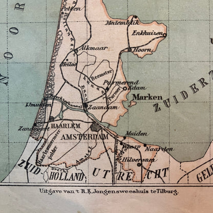 Antieke kaart provincie Noord-Holland uit 1923