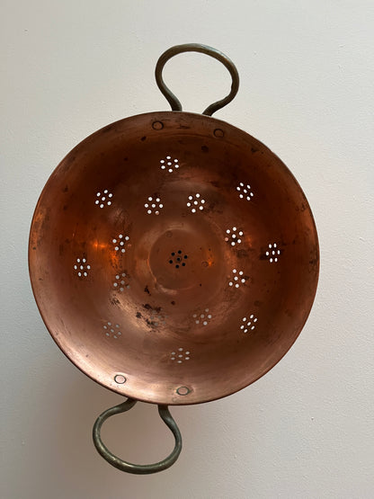 Antique copper colander