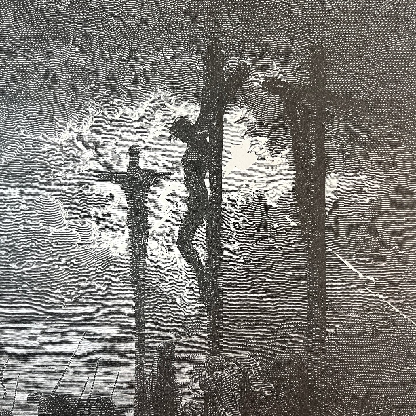 Dood van Christus. Originele houtgravure van Gustave Doré uit 1875.