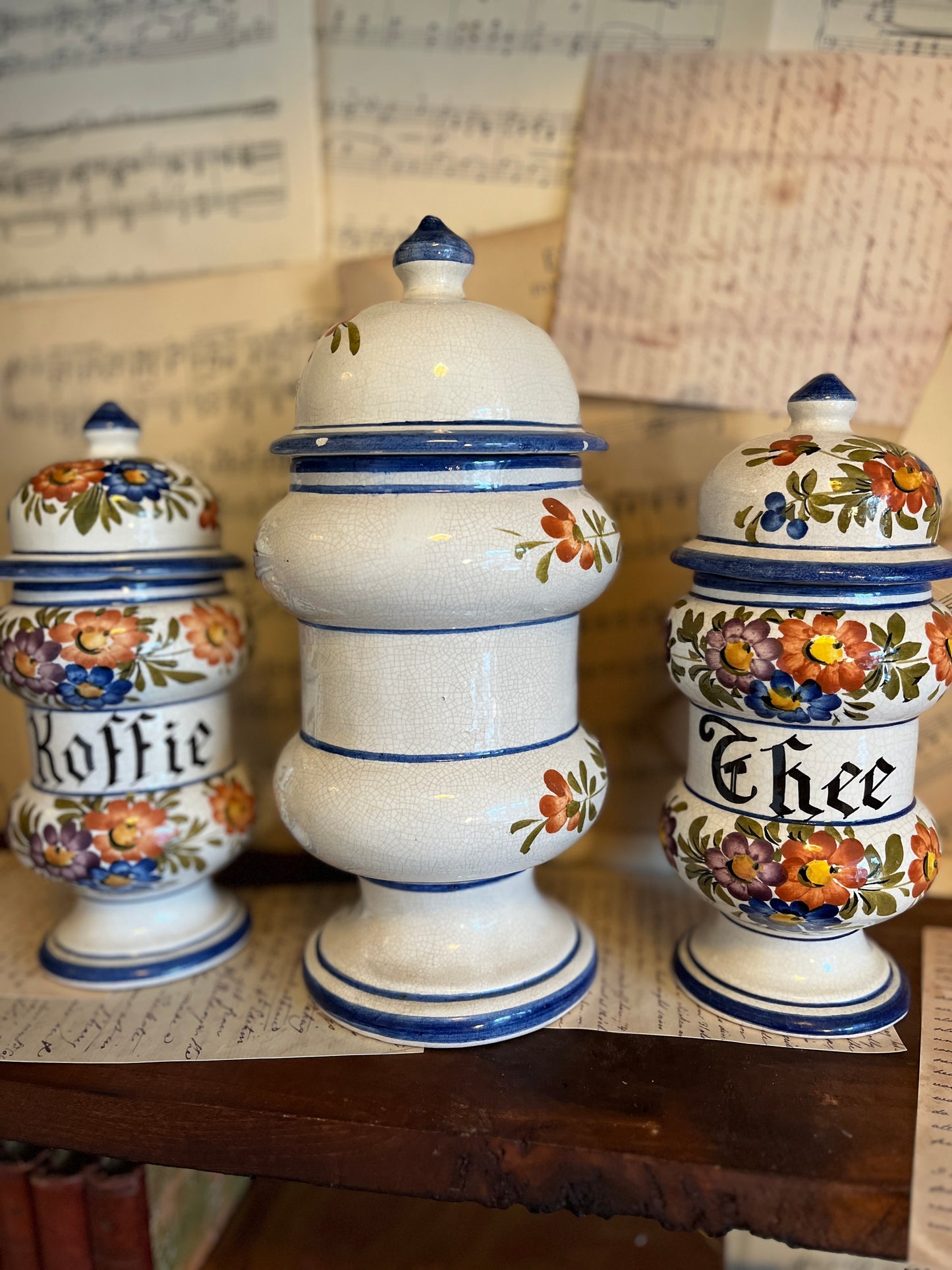 Vintage set of ceramic storage jars