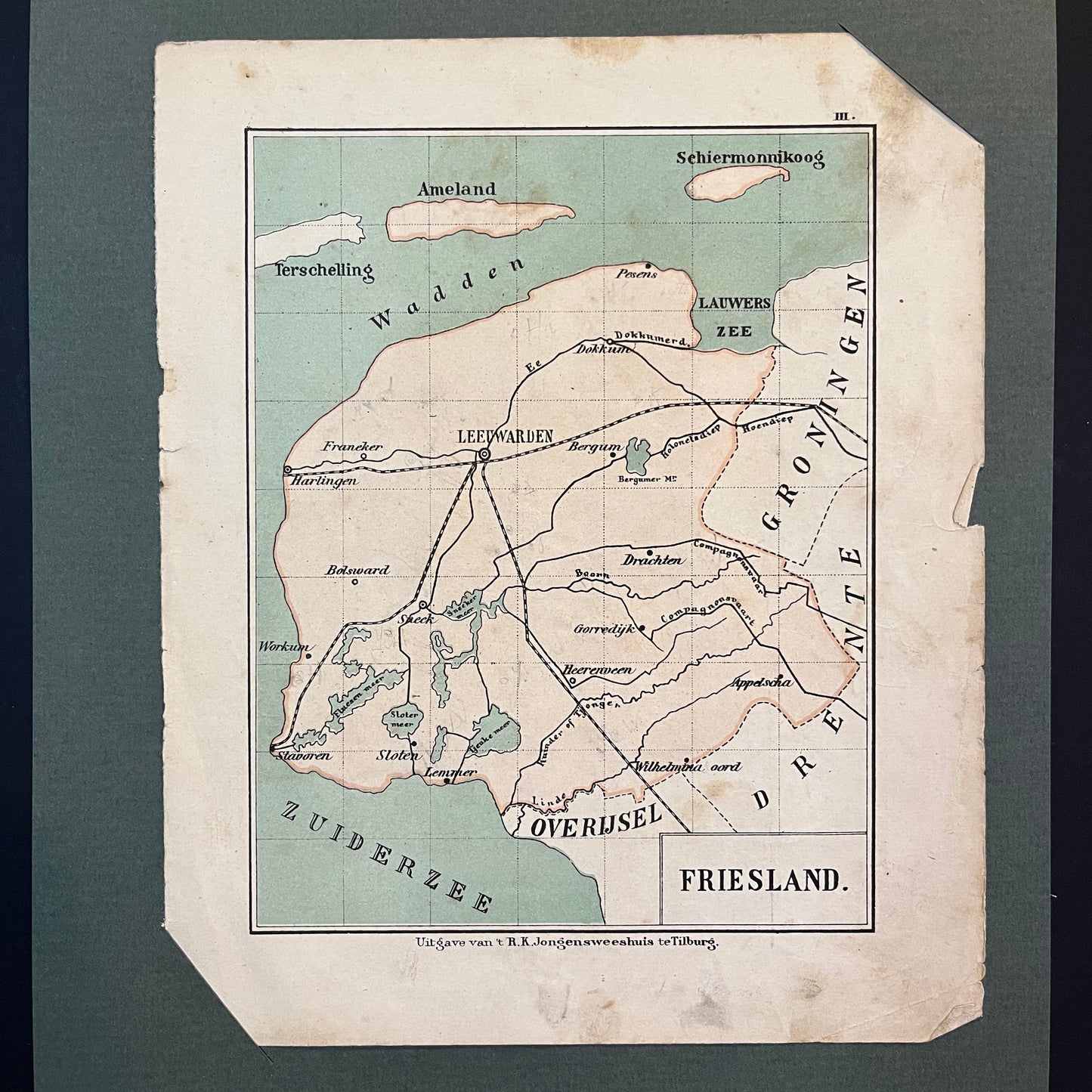 Antieke kaart provincie Friesland uit 1923