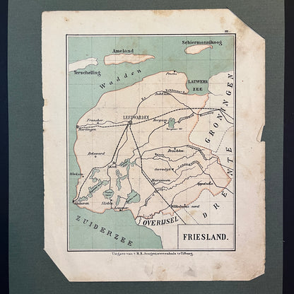 Antieke kaart provincie Friesland uit 1923