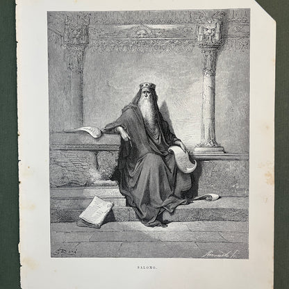 Solomon. Original wood engraving by Gustave Doré from 1875.