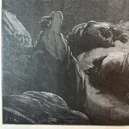 De verheerlijking op den berg Thabor. Originele houtgravure van Gustave Doré uit 1875.