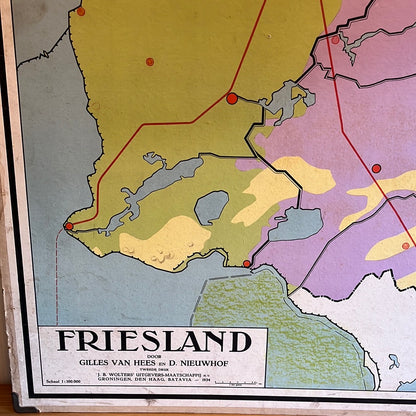Oude schoolplaat Friesland. Wolters jaren ‘30.