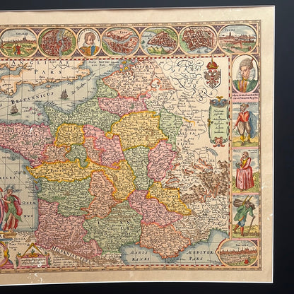Antike Landkarte Frankreich/Gallia 17. Jahrhundert