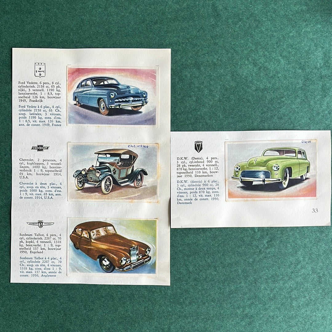 4 Autokennzeichen: DKW, Ford, Chevrolet, Sunbeam