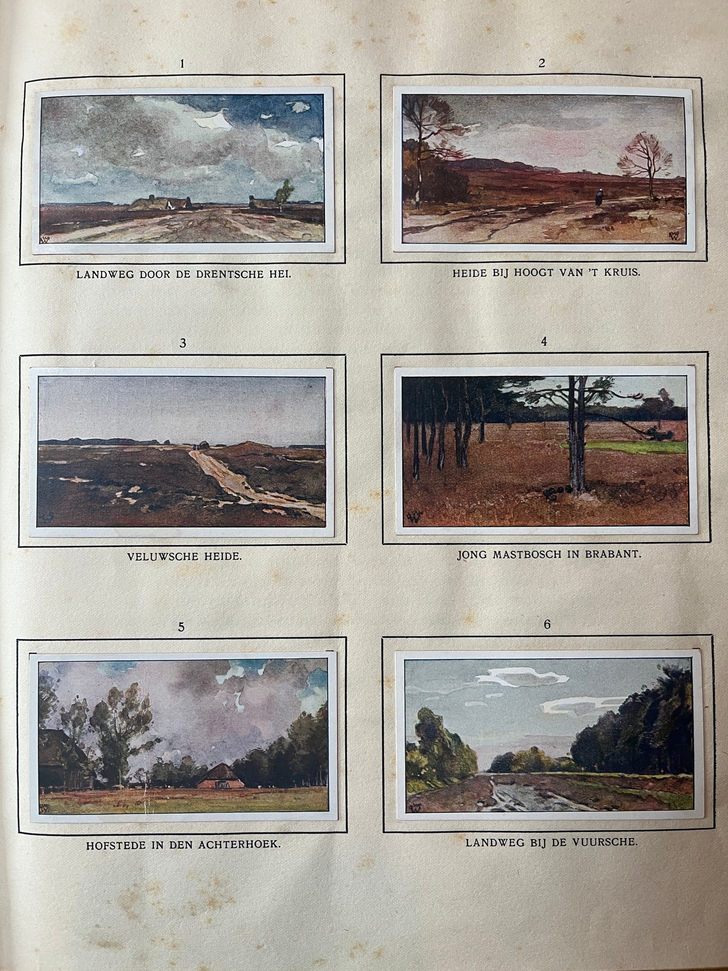 6 Verkade plaatjes Bosch en Heide 1913 (1-6)