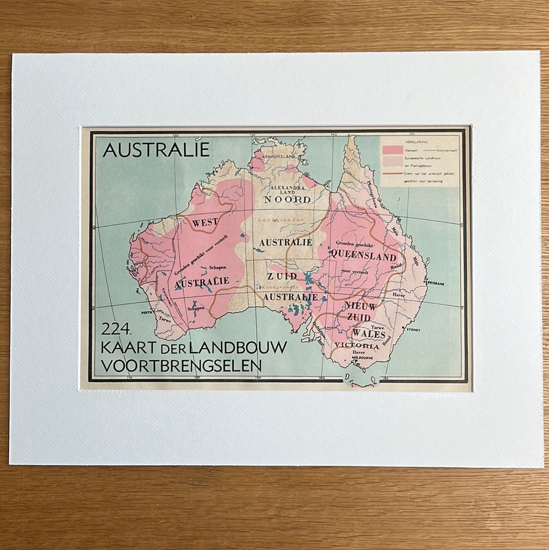 Australien: Karte der landwirtschaftlichen Produkte 1939