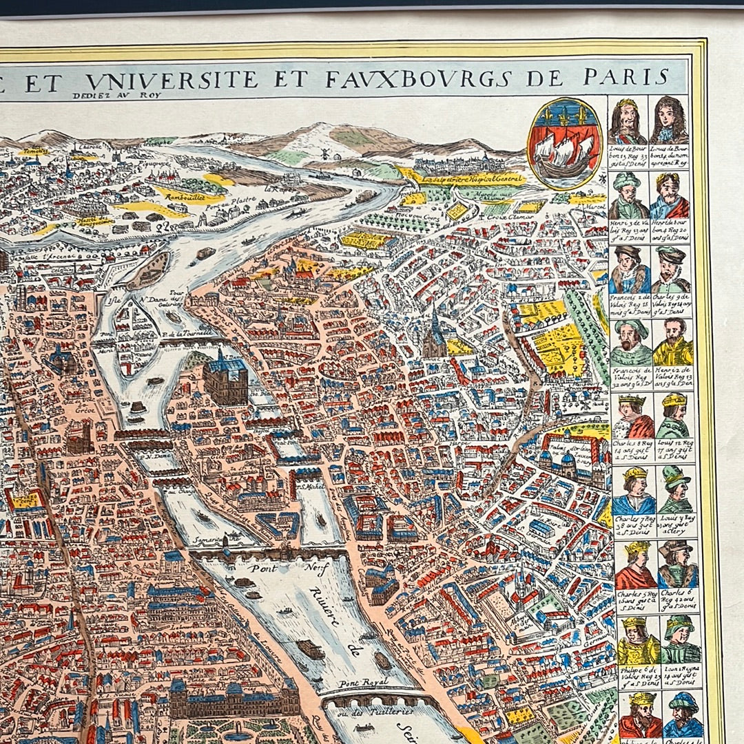 Antique map of Paris in 1698