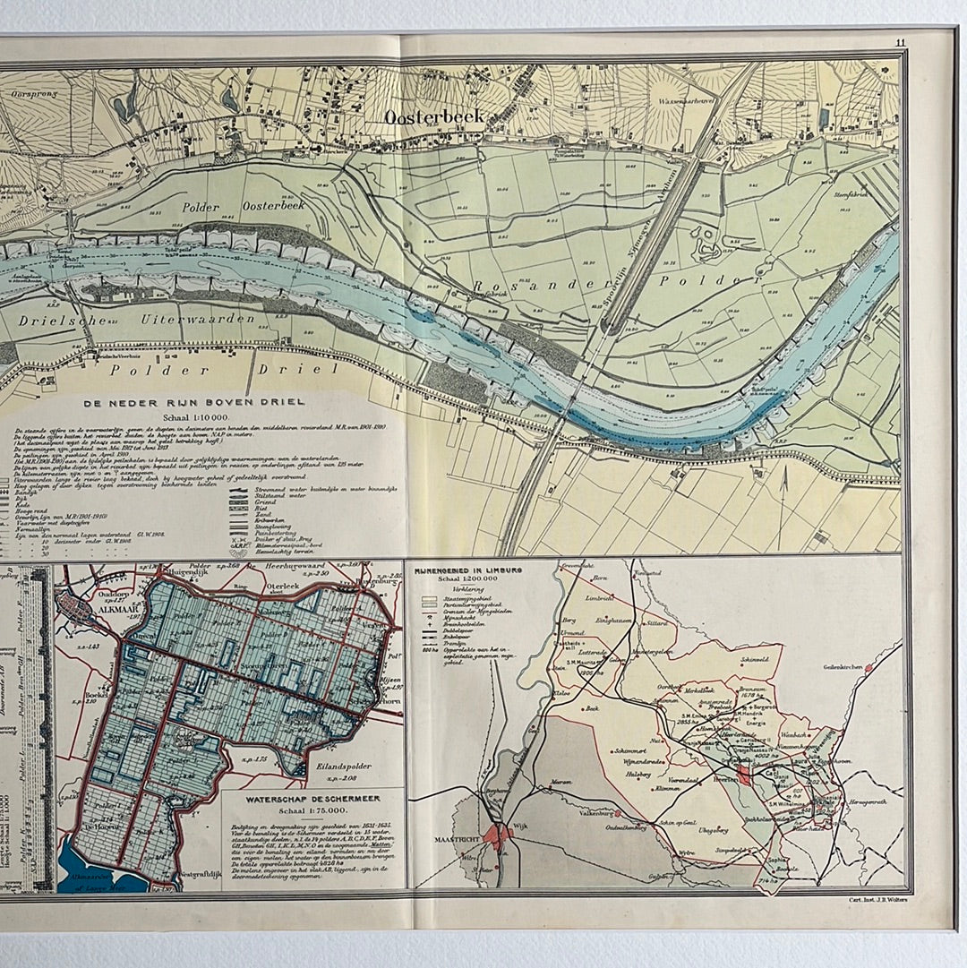 The Lower Rhine above Driel, Limburg mining area and De Schermeer water board, 1932