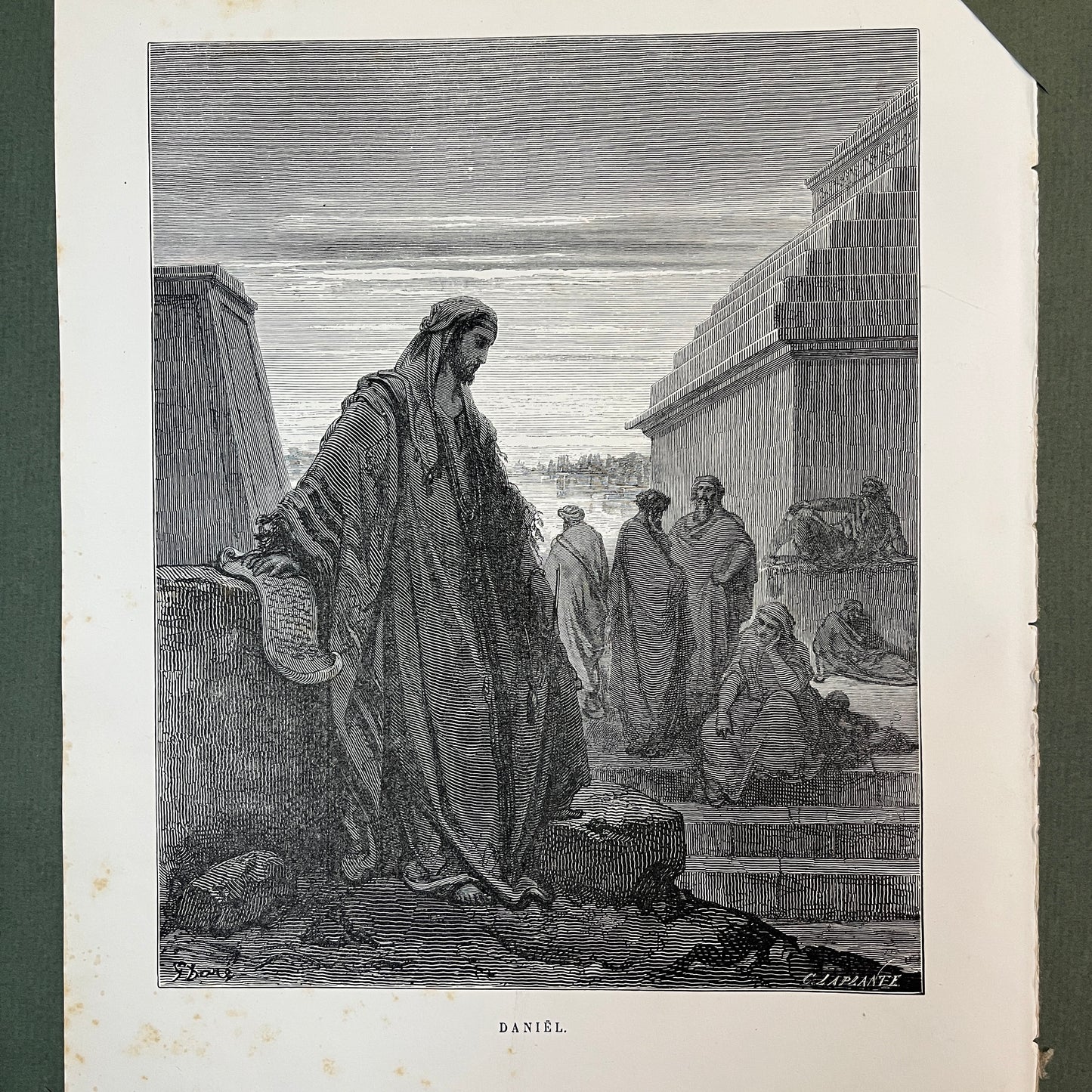 Daniël. Originele houtgravure van Gustave Doré uit 1875.