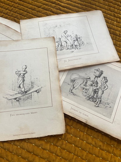 Antiek Schetsboek met prenten